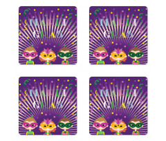 Fat Tuesday Party Coaster Set Of Four