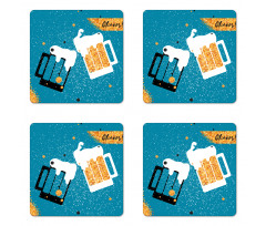 Beer Mugs Toasting Coaster Set Of Four