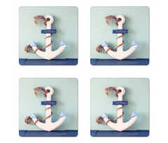 Anchor and Rope Motif Coaster Set Of Four