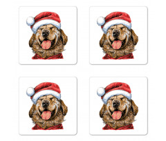 Funny Terrier Smiling Xmas Coaster Set Of Four