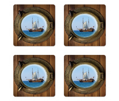 Ship Window with Cruise Coaster Set Of Four