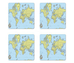 Adventure Detailed Map Coaster Set Of Four