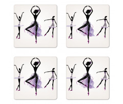 Ballerina Dancer Silhouettes Coaster Set Of Four