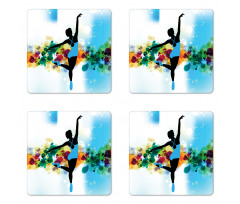 Dancer on Abstract Backdrop Coaster Set Of Four