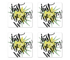 Yellow Blossoms Leaves Coaster Set Of Four