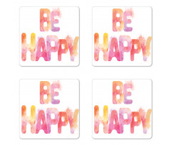 Watercolor Inscription Art Coaster Set Of Four