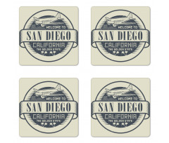 Stamp Airplane Welcome Coaster Set Of Four