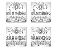 City Typography Letters Coaster Set Of Four