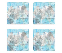 Abstract City Silhouette Coaster Set Of Four