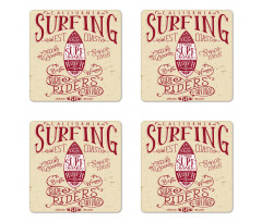 California Surf Vintage Coaster Set Of Four