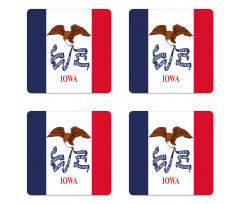 Flag Eagle and Words Coaster Set Of Four