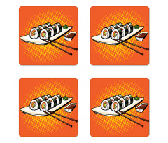 Japanese Dish with Wasabi Coaster Set Of Four