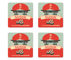 Torii Gate Sushi Mountains Coaster Set Of Four