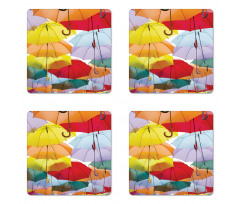 Hanged Vivid Umbrellas Coaster Set Of Four