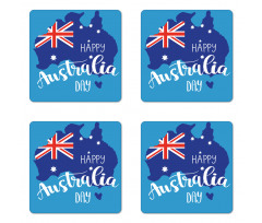 Aussie Day Words Coaster Set Of Four