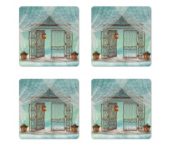 Old Gate and Curtain Coaster Set Of Four