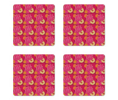 Big Blossoms Doodle Petals Coaster Set Of Four