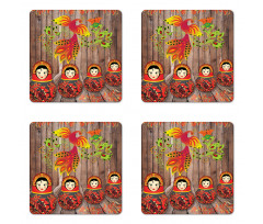 Folkloric Russian Dolls Coaster Set Of Four