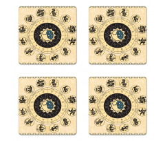 Mystic Horoscope Wheel Art Coaster Set Of Four