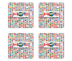 World Flags with Names Coaster Set Of Four