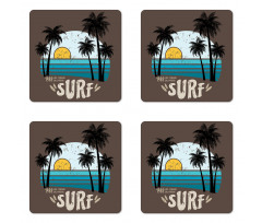 Los Angeles Beach Grunge Coaster Set Of Four