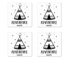 Stars Doodle Words Coaster Set Of Four