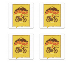 Retro Poster Words Coaster Set Of Four