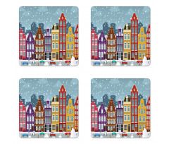 Dutch Town in the Winter Coaster Set Of Four