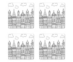 Village Houses Theme Coaster Set Of Four