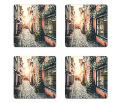 Old Town at Sunset Picture Coaster Set Of Four