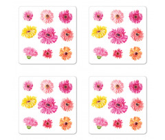 Pink Yellow Flowers Coaster Set Of Four