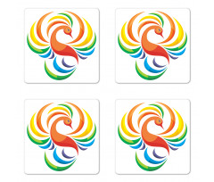 Rainbow Toned Bird Coaster Set Of Four