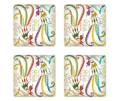 Bird in Retro Tones Coaster Set Of Four