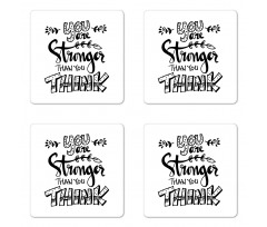 Floral Motivational Phrase Coaster Set Of Four