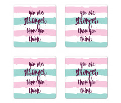 Watercolor Stripes Typography Coaster Set Of Four