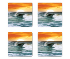 Sunset over Wavy Ocean Coaster Set Of Four