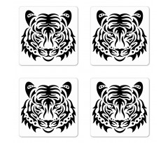 Wild Tiger Head Coaster Set Of Four