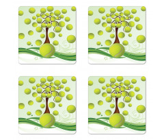 Tennis Balls Pattern Coaster Set Of Four