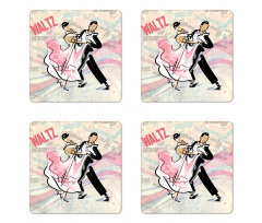 Romantic Dancing Couple Words Coaster Set Of Four