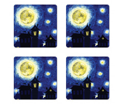 Country Houses Full Moon Coaster Set Of Four