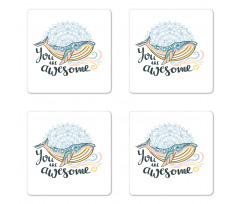 Whale Waves Pastel Coaster Set Of Four