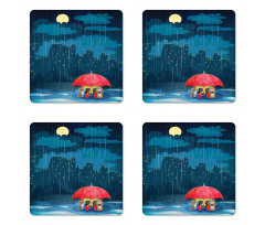 Cartoon Animal under Rain Coaster Set Of Four