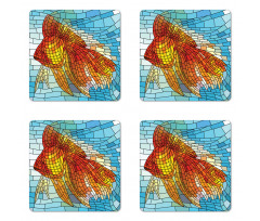 Stained Glass Mosaic Fish Art Coaster Set Of Four