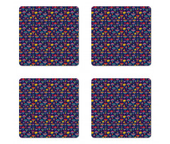 Sixties Inspired Retro Colors Coaster Set Of Four