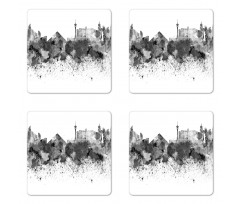 Monochrome Vegas Skyline Coaster Set Of Four