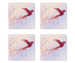 Abstract Hummingbird Coaster Set Of Four