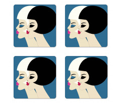 Bob Haircut Twin Ladies Coaster Set Of Four