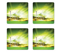 Wing Turbines Green Sky Coaster Set Of Four