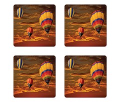 Skyscape Colorful Vehicles Coaster Set Of Four