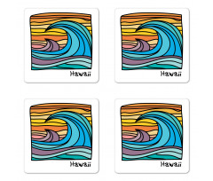 Abstract Ocean Waves Art Coaster Set Of Four